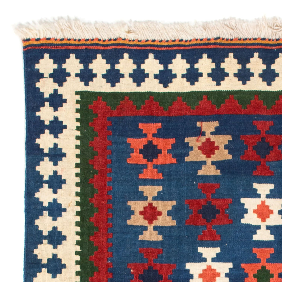 Kelim-tæppe - orientalsk firkantet  - 103 x 100 cm - mørkeblå