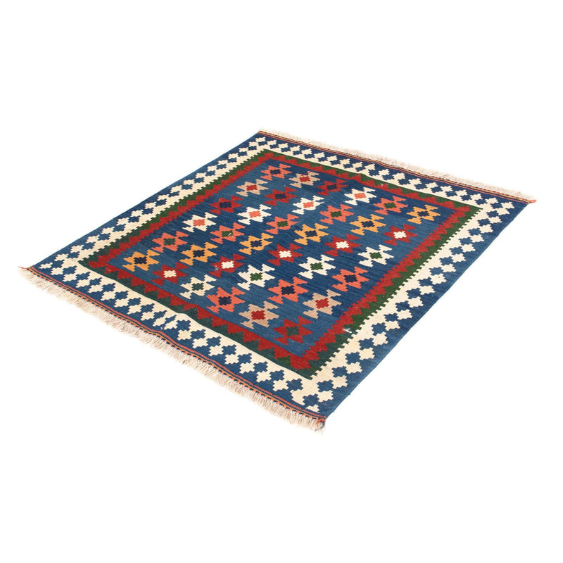 Kelim-tæppe - orientalsk firkantet  - 103 x 100 cm - mørkeblå