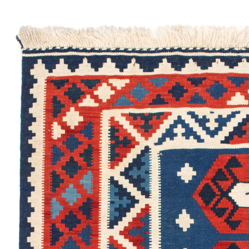 Kelim-tæppe - orientalsk firkantet  - 105 x 104 cm - mørkeblå