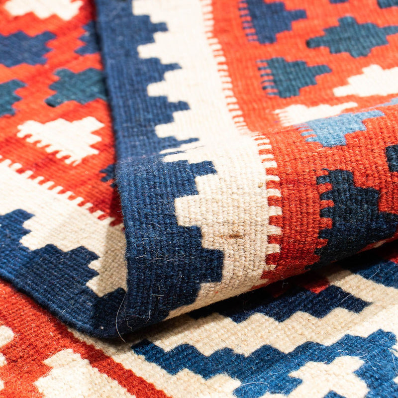 Kelim-tæppe - orientalsk firkantet  - 105 x 104 cm - mørkeblå