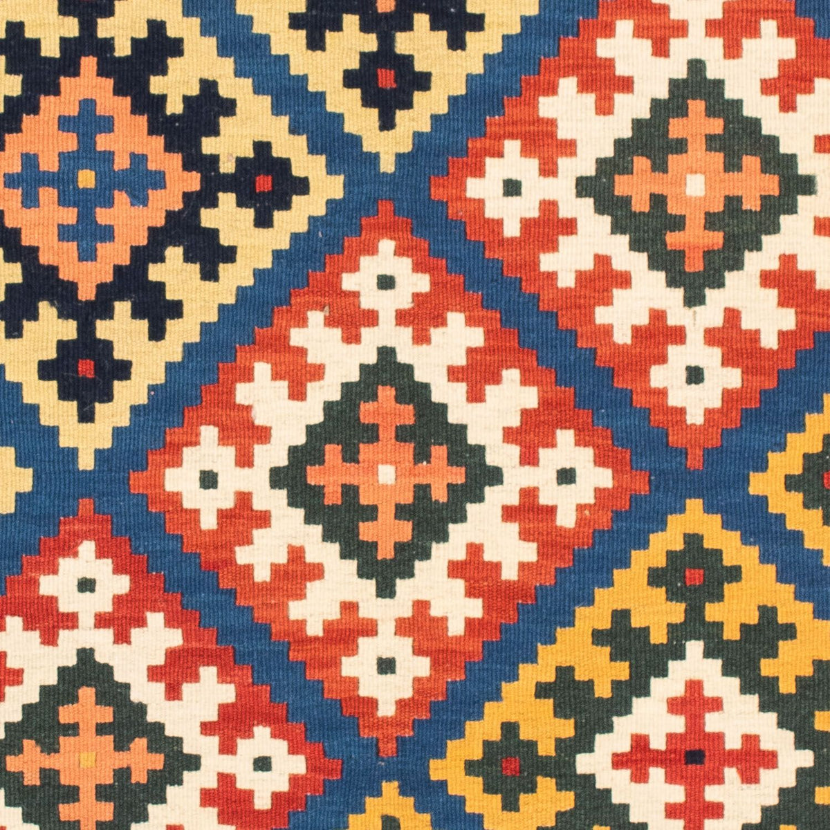 Kelim-tæppe - orientalsk firkantet - 104 x 100 cm - mørkeblå