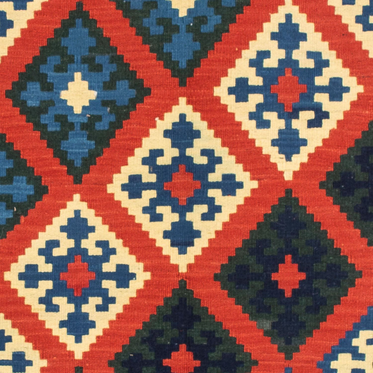 Kelim-tæppe - orientalsk firkantet  - 105 x 103 cm - mørkerød