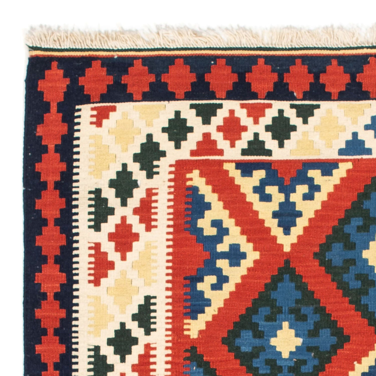 Kelim-tæppe - orientalsk firkantet  - 105 x 103 cm - mørkerød