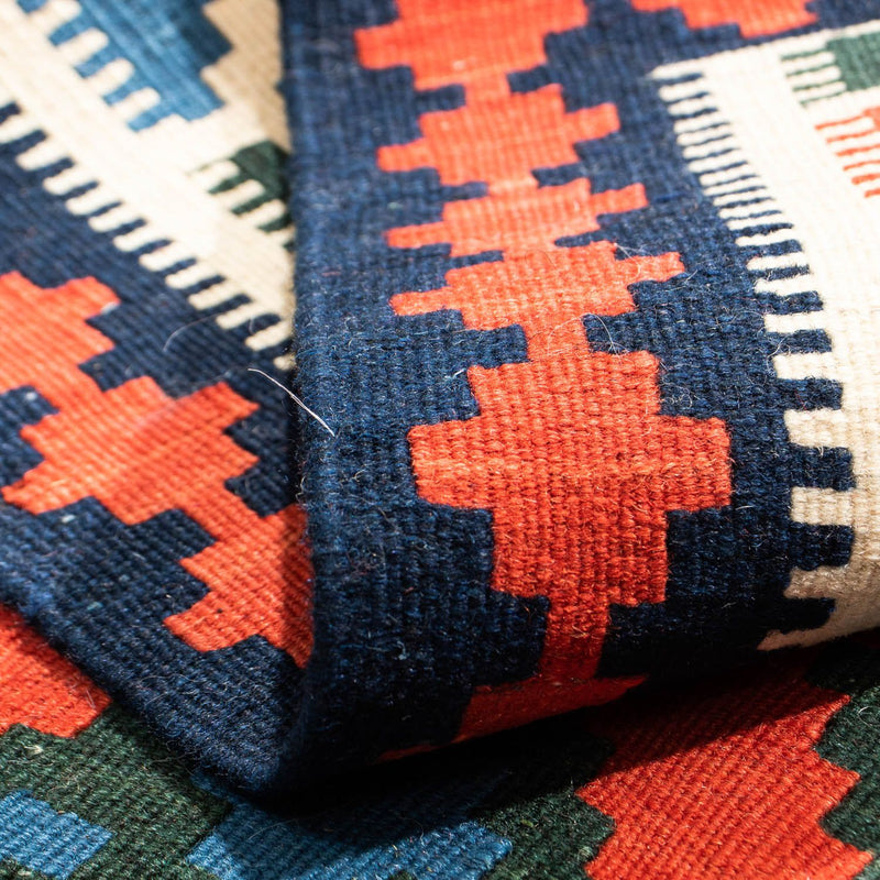 Kelim-tæppe - orientalsk firkantet  - 105 x 103 cm - mørkerød
