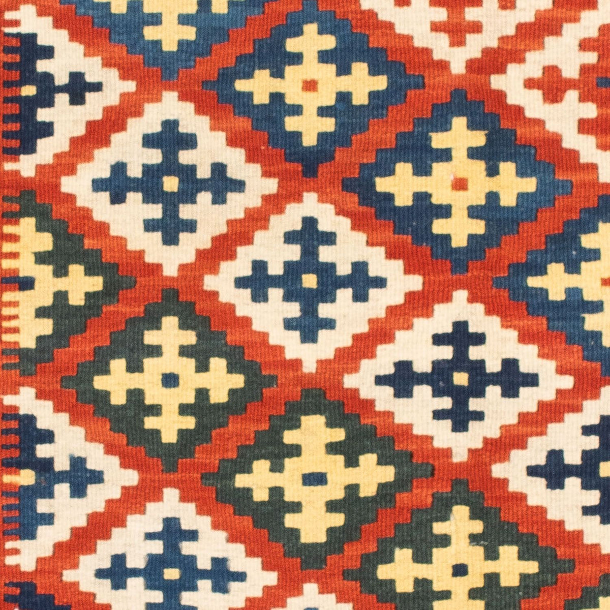 Kelim-tæppe - orientalsk firkantet - 107 x 100 cm - mørkerød