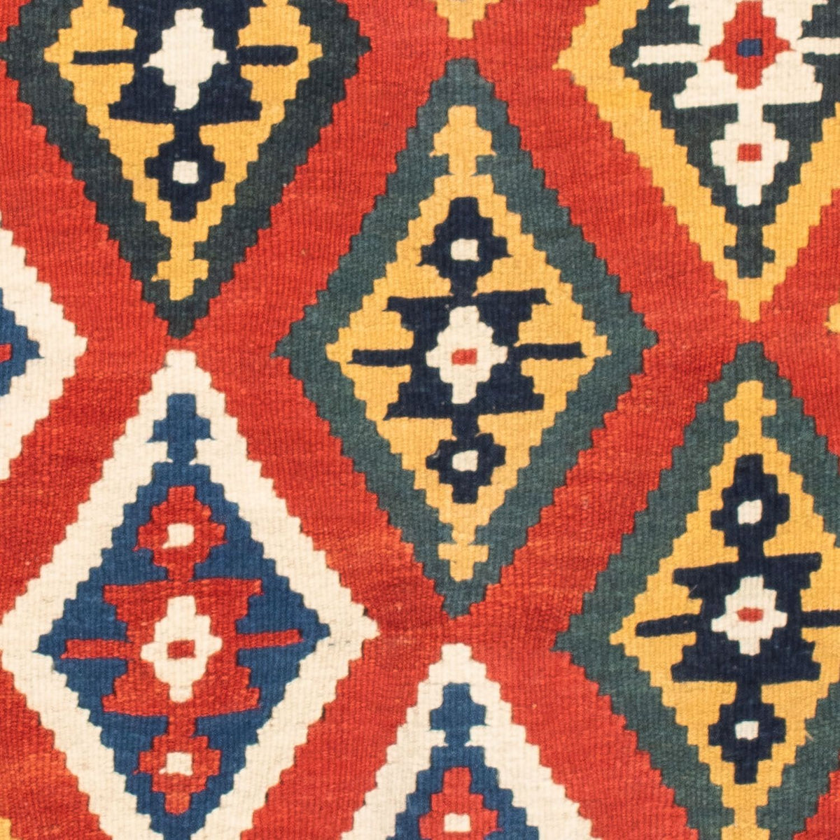 Kelim-tæppe - orientalsk firkantet - 108 x 104 cm - orange