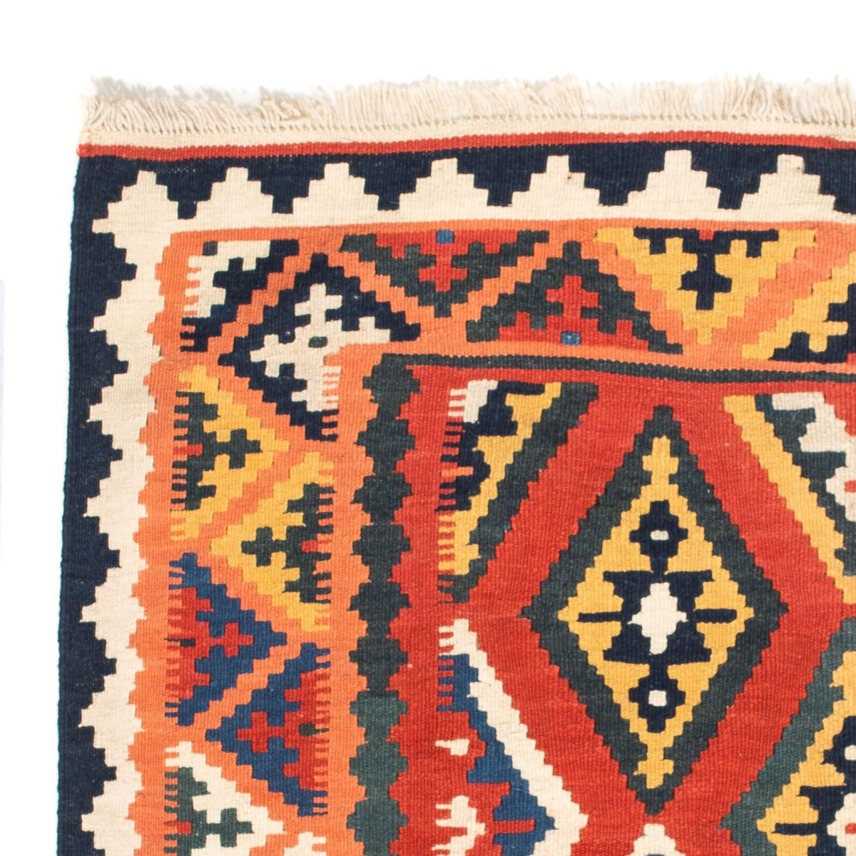 Kelim-tæppe - orientalsk firkantet - 108 x 104 cm - orange