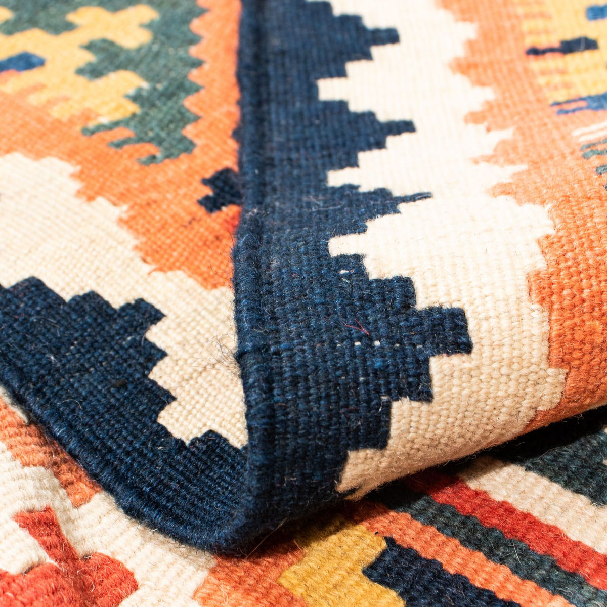 Kelim-tæppe - orientalsk firkantet - 108 x 104 cm - orange