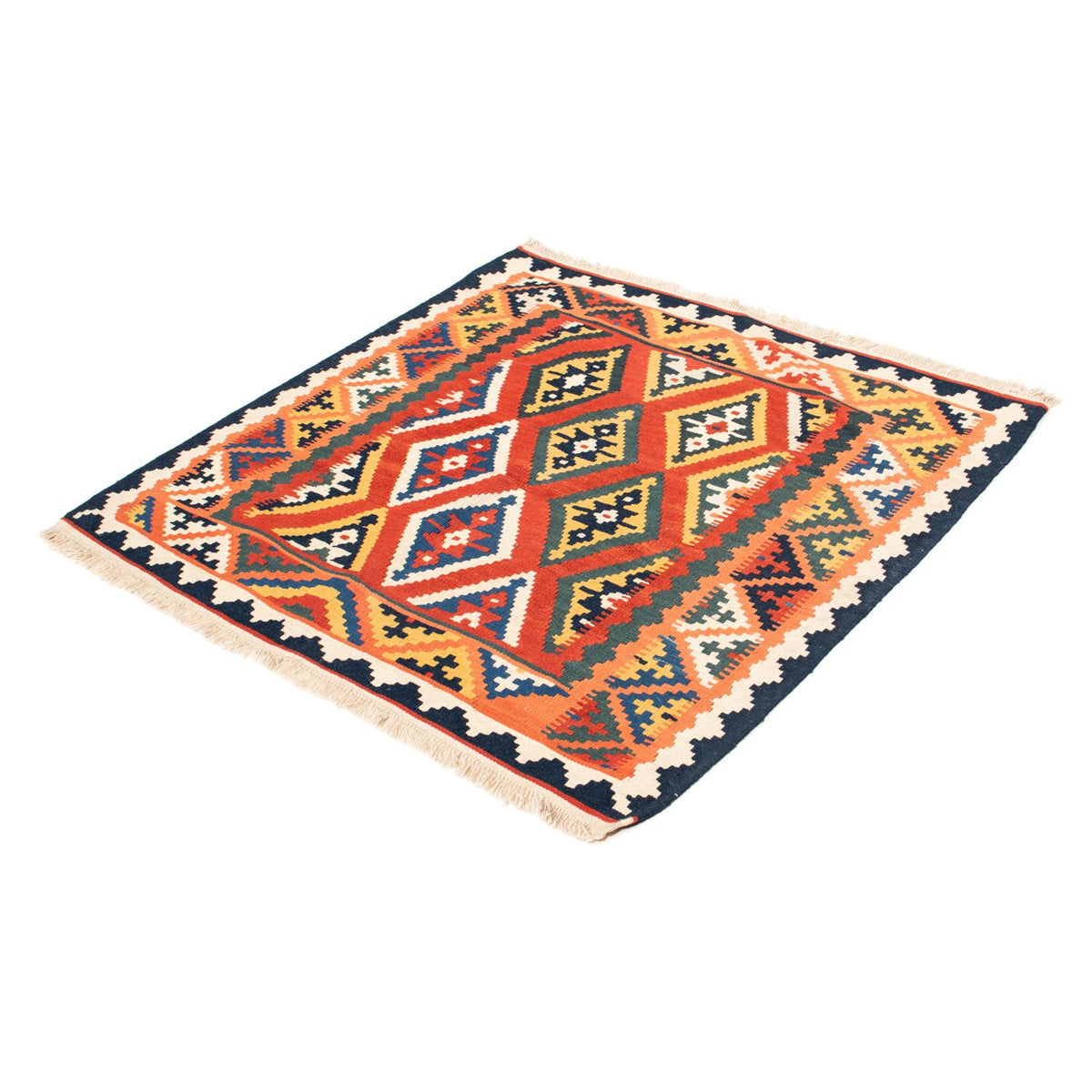 Kelim-tæppe - orientalsk firkantet - 108 x 104 cm - orange