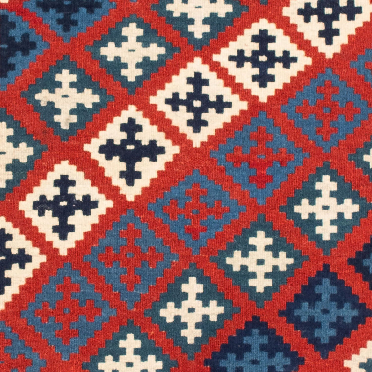 Kelim-tæppe - orientalsk firkantet  - 105 x 103 cm - rød