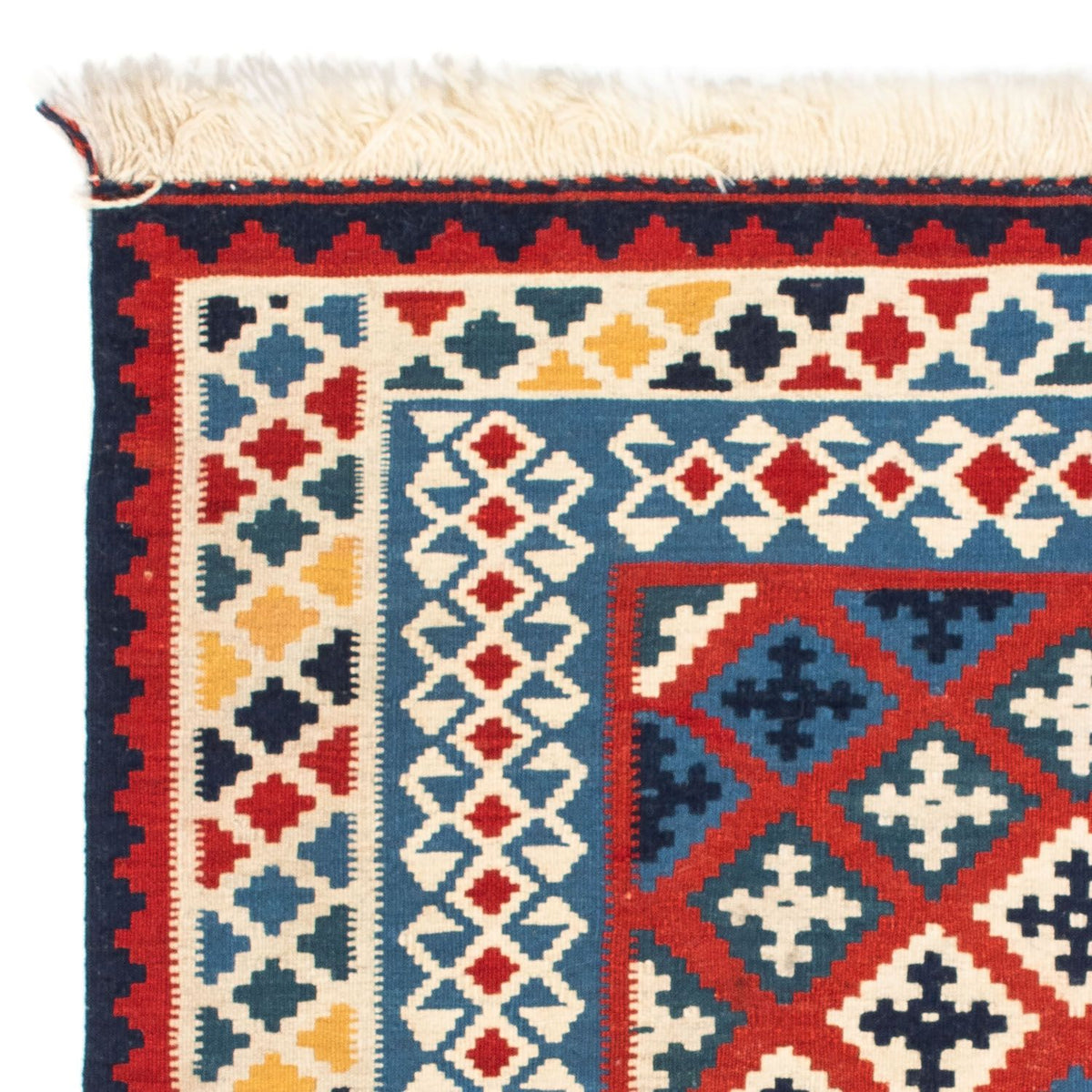 Kelim-tæppe - orientalsk firkantet  - 105 x 103 cm - rød