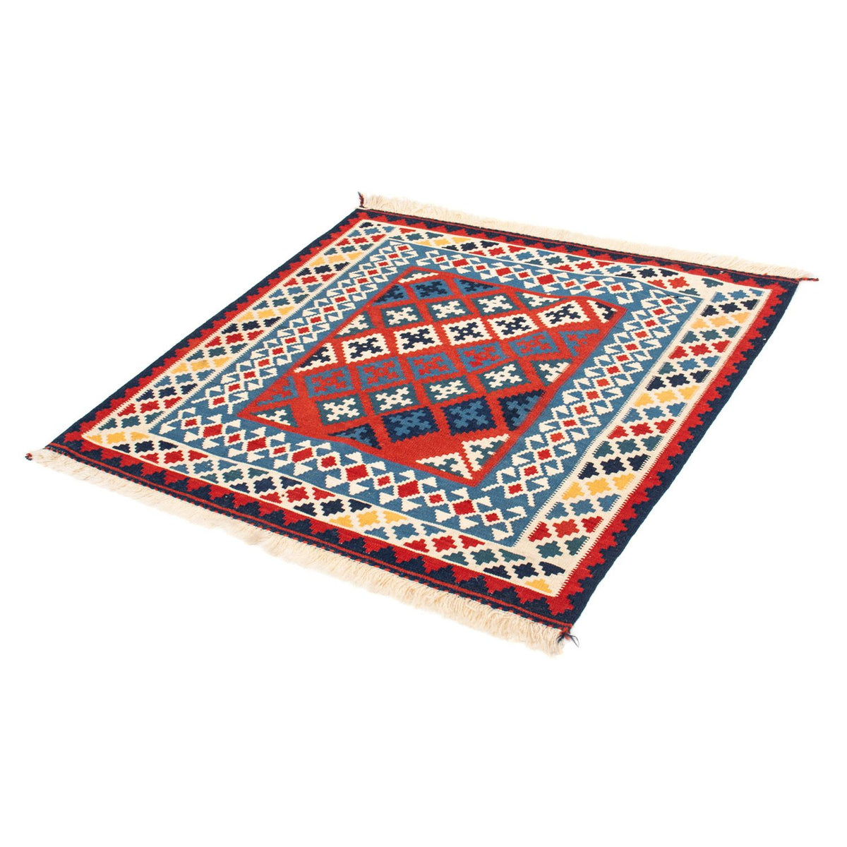 Kelim-tæppe - orientalsk firkantet  - 105 x 103 cm - rød