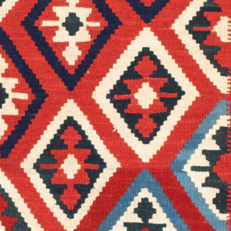 Kelim-tæppe - orientalsk firkantet  - 104 x 102 cm - mørkerød