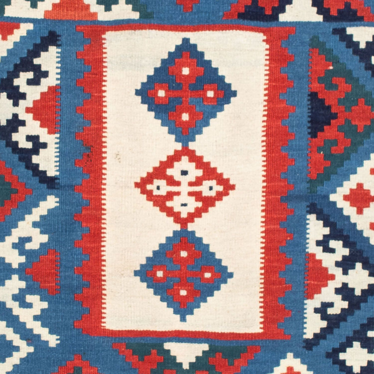 Kelim-tæppe - orientalsk firkantet  - 104 x 103 cm - mørkeblå
