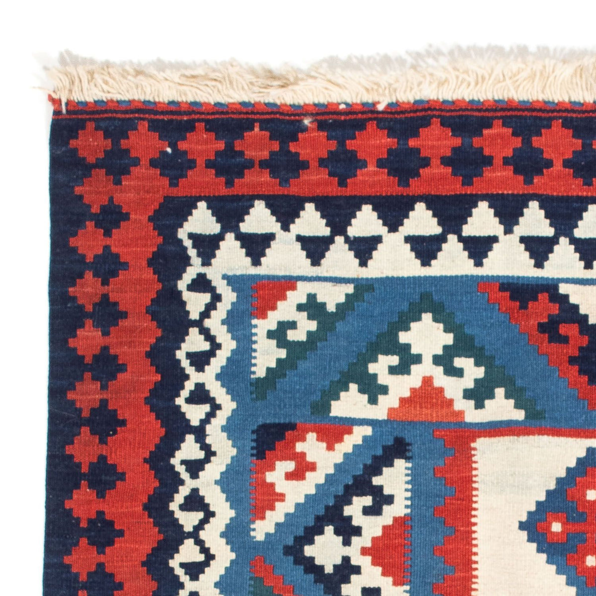 Kelim-tæppe - orientalsk firkantet  - 104 x 103 cm - mørkeblå