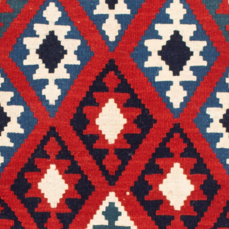 Kelim-tæppe - orientalsk firkantet  - 106 x 103 cm - mørkerød