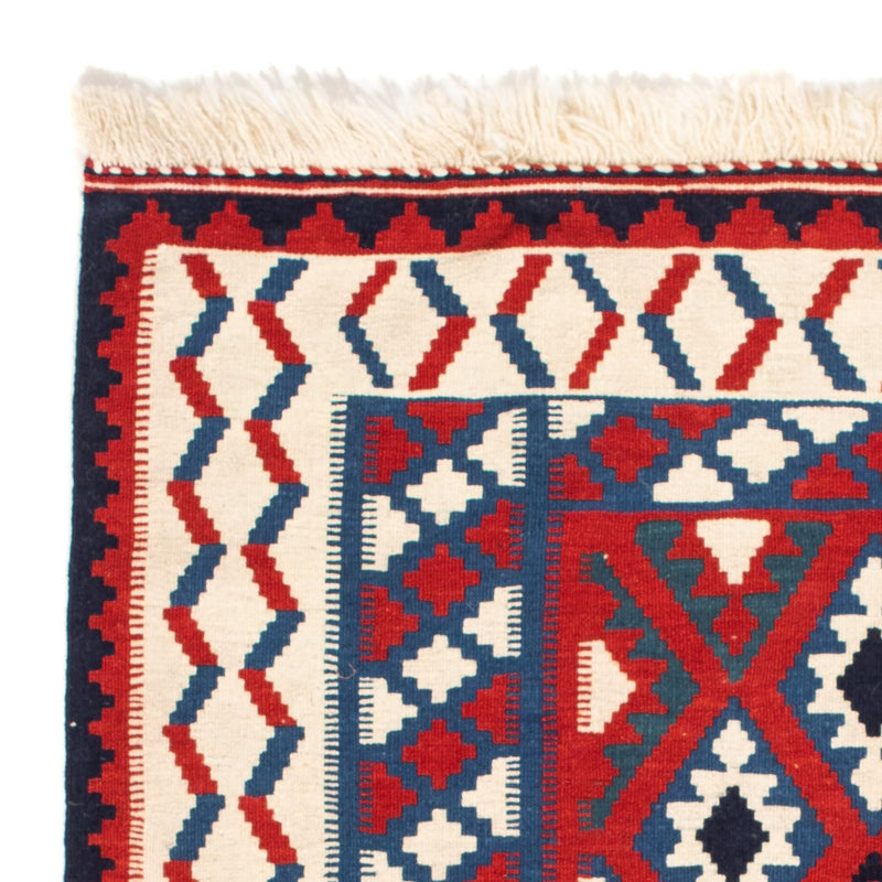 Kelim-tæppe - orientalsk firkantet  - 106 x 103 cm - mørkerød