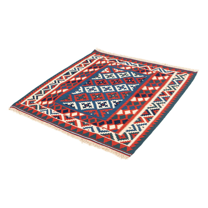 Kelim-tæppe - orientalsk firkantet  - 106 x 103 cm - mørkeblå