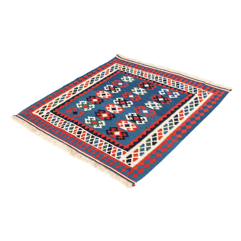 Kelim-tæppe - orientalsk firkantet  - 100 x 98 cm - mørkeblå