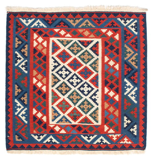 Kelim-tæppe - orientalsk firkantet  - 105 x 104 cm - flerfarvet