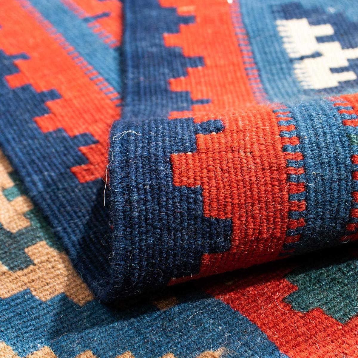 Kelim-tæppe - orientalsk firkantet - 105 x 104 cm - flerfarvet