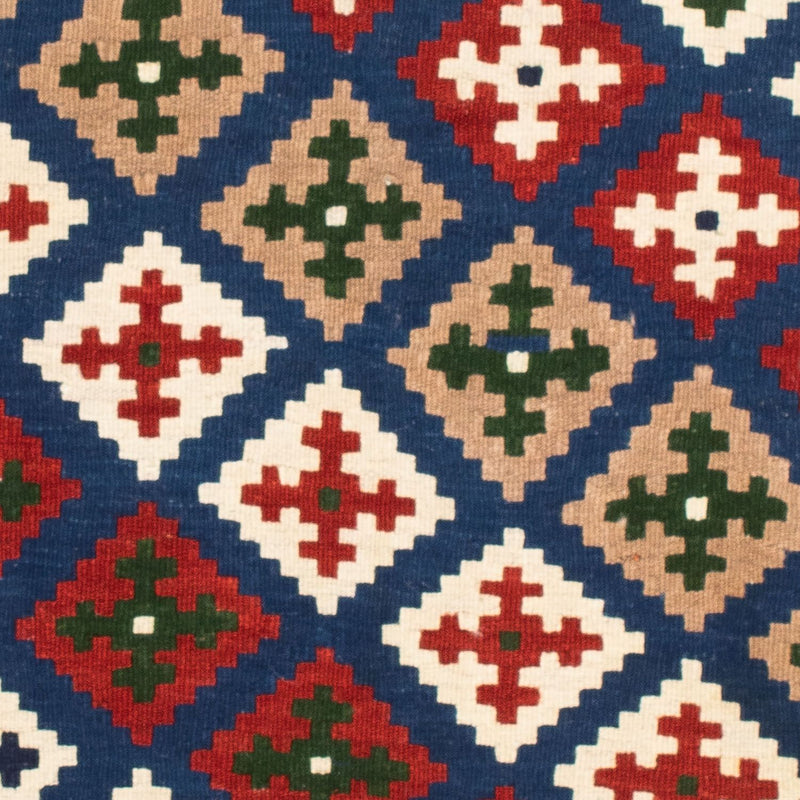 Kelim-tæppe - orientalsk firkantet  - 103 x 100 cm - mørkeblå