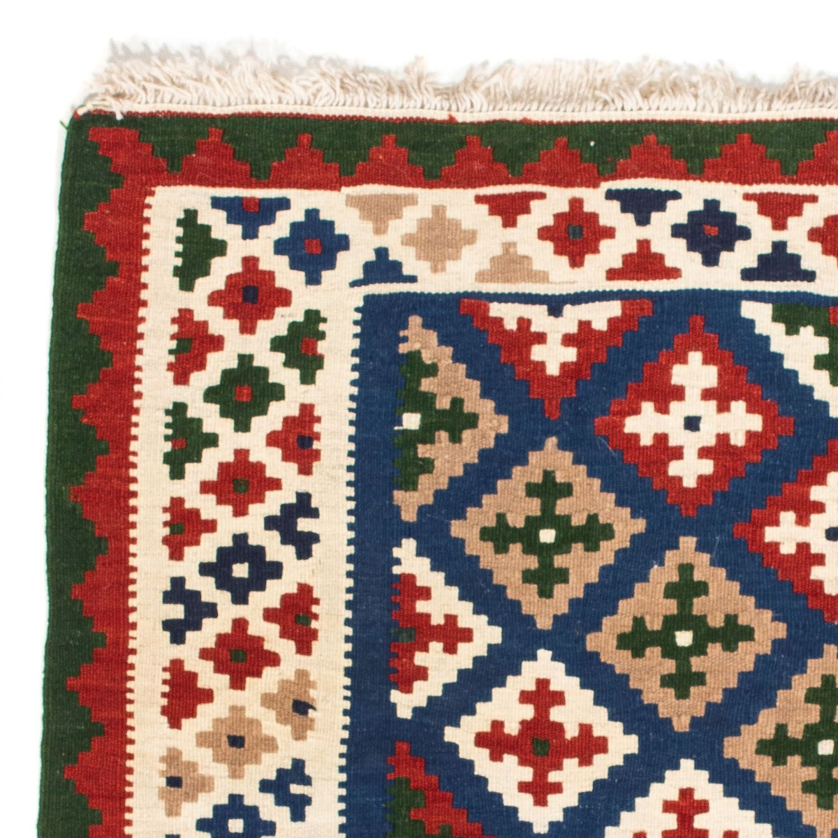 Kelim-tæppe - orientalsk firkantet  - 103 x 100 cm - mørkeblå