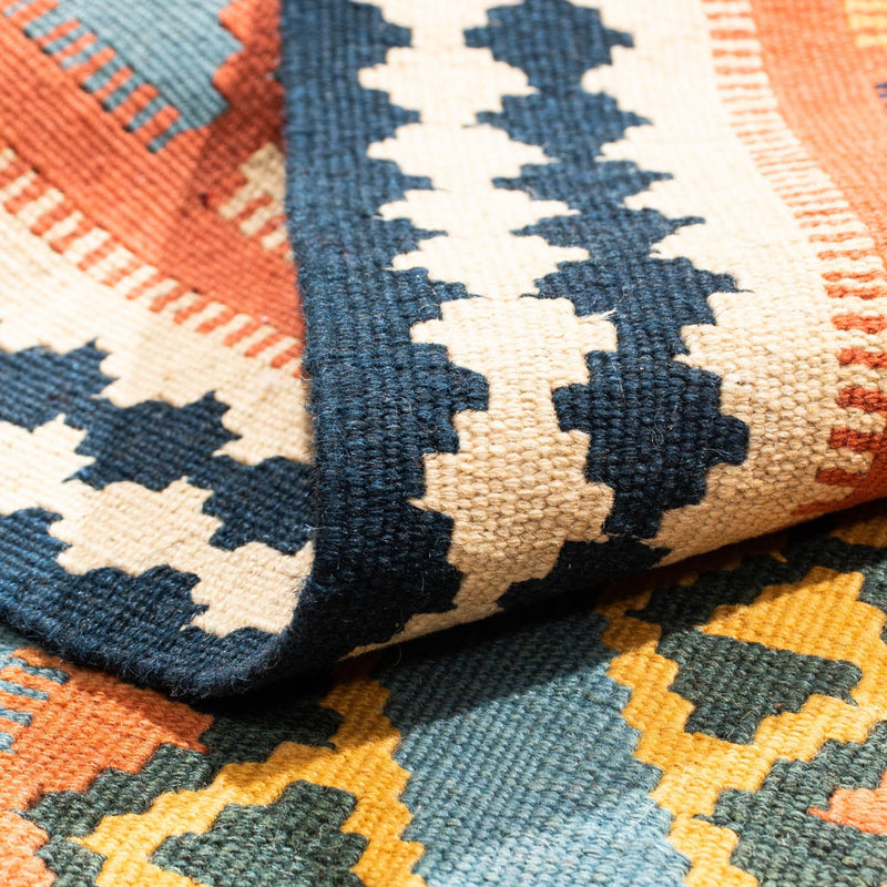 Kelim-tæppe - orientalsk firkantet  - 102 x 101 cm - orange