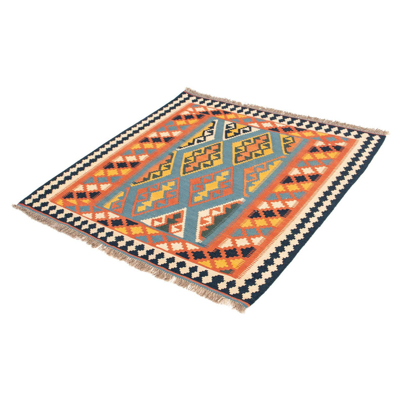 Kelim-tæppe - orientalsk firkantet  - 102 x 101 cm - orange