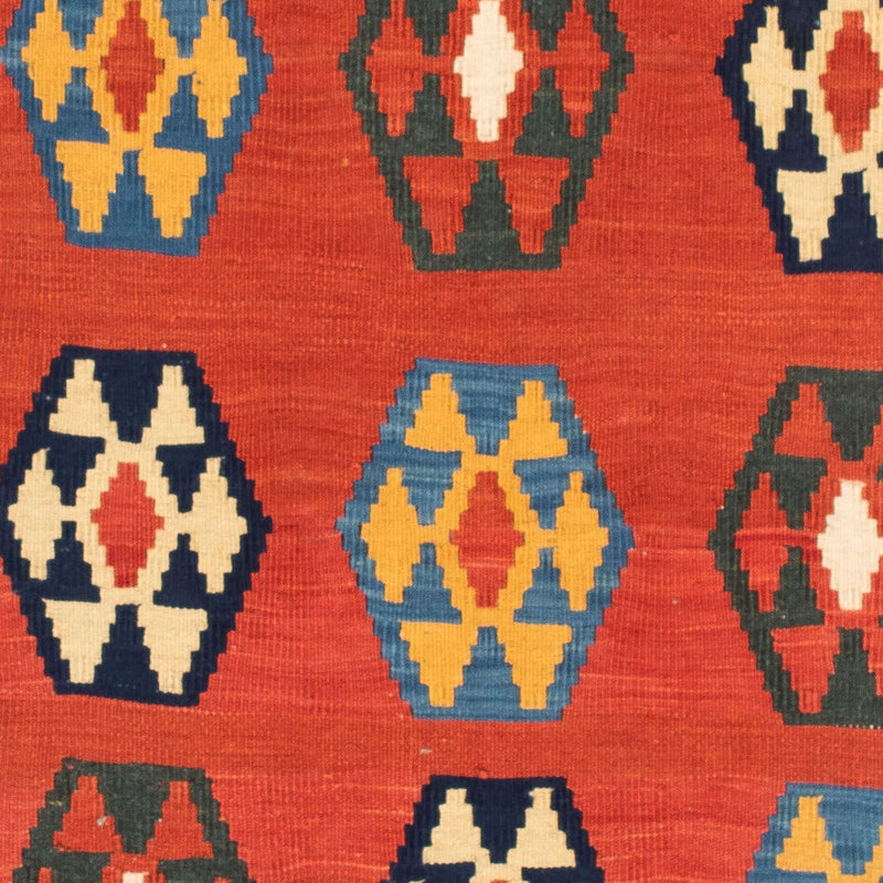 Kelim-tæppe - orientalsk firkantet  - 105 x 100 cm - mørkerød