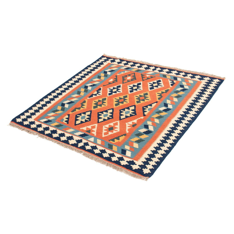 Kelim-tæppe - orientalsk firkantet  - 104 x 104 cm - rust