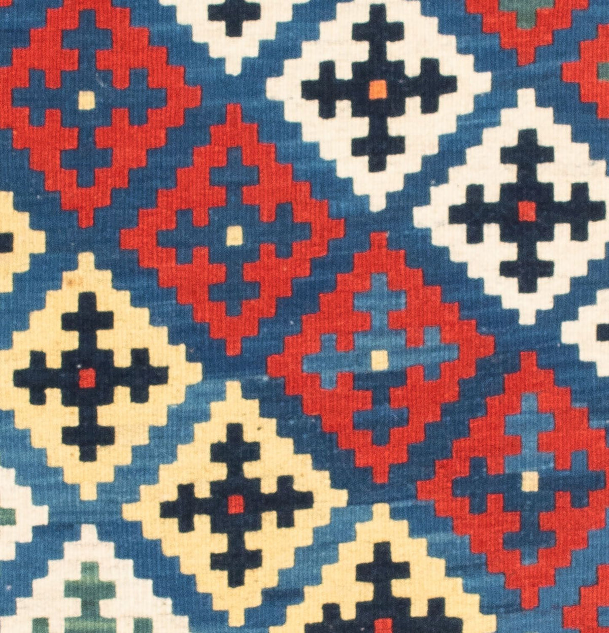 Kelim-tæppe - orientalsk firkantet  - 104 x 97 cm - blå