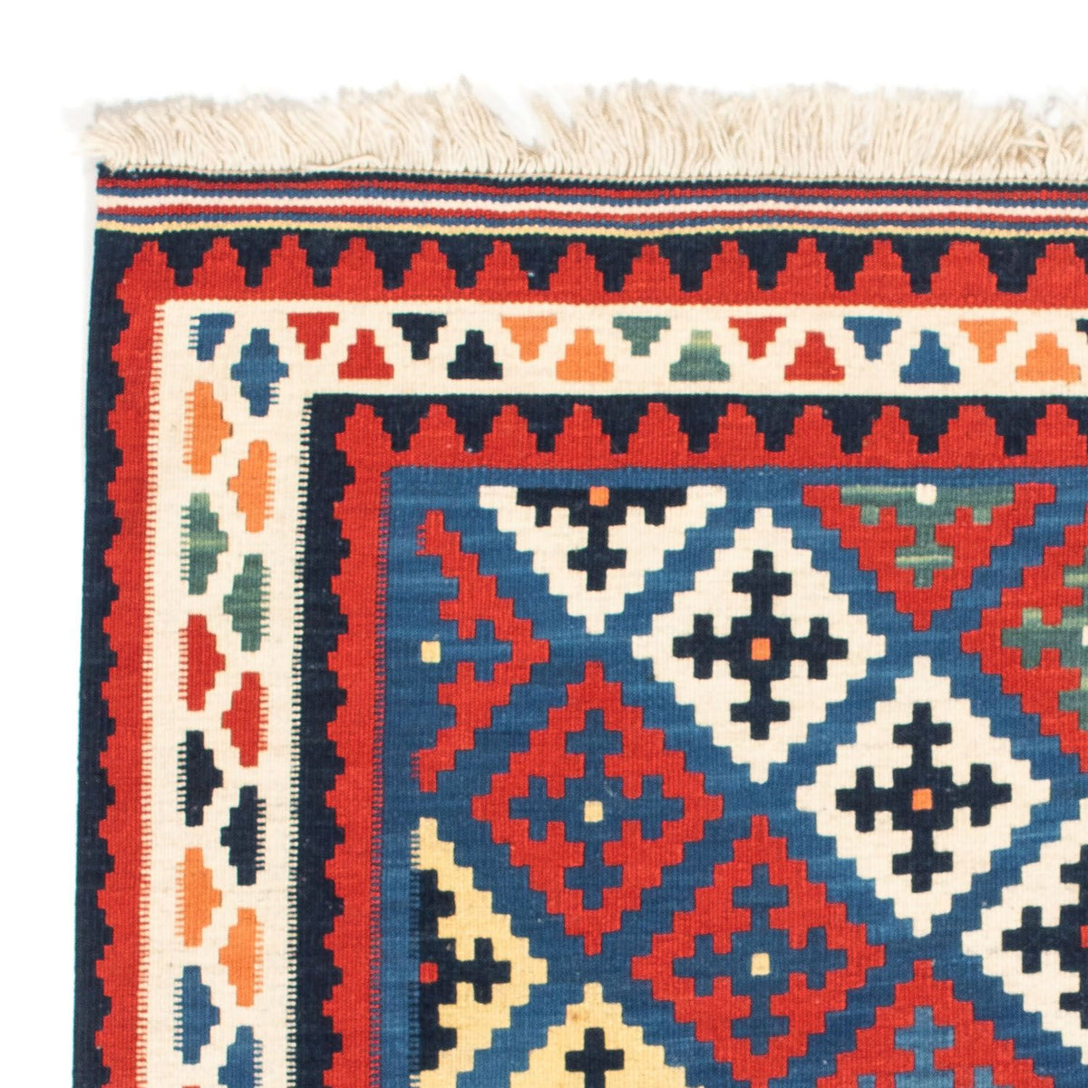 Kelim-tæppe - orientalsk firkantet  - 104 x 97 cm - blå