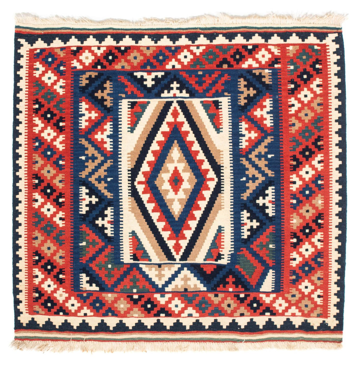 Kelim-tæppe - orientalsk firkantet  - 106 x 100 cm - flerfarvet