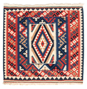 Kelim-tæppe - orientalsk firkantet  - 106 x 100 cm - flerfarvet