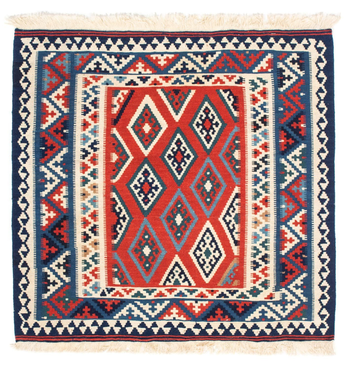 Kelim-tæppe - orientalsk firkantet  - 103 x 101 cm - flerfarvet