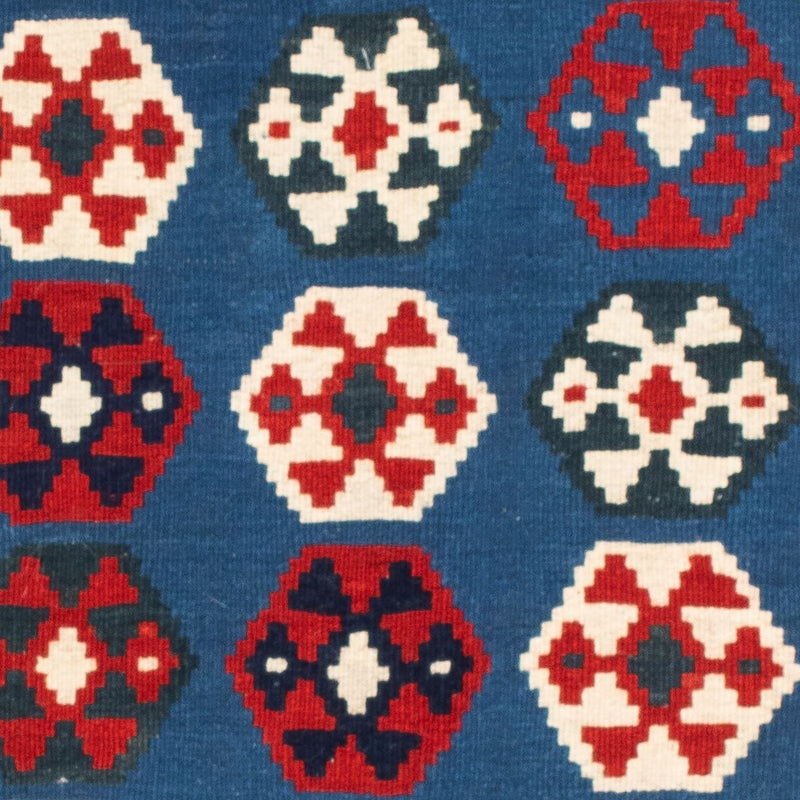 Kelim-tæppe - orientalsk firkantet  - 102 x 100 cm - blå