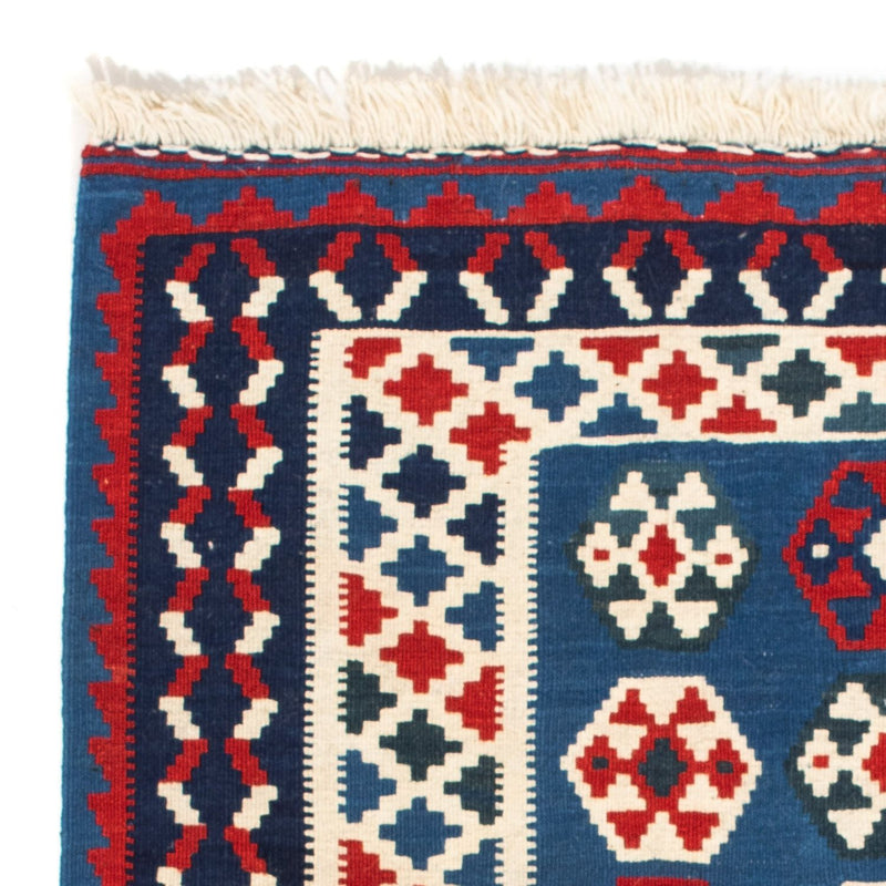 Kelim-tæppe - orientalsk firkantet  - 102 x 100 cm - blå