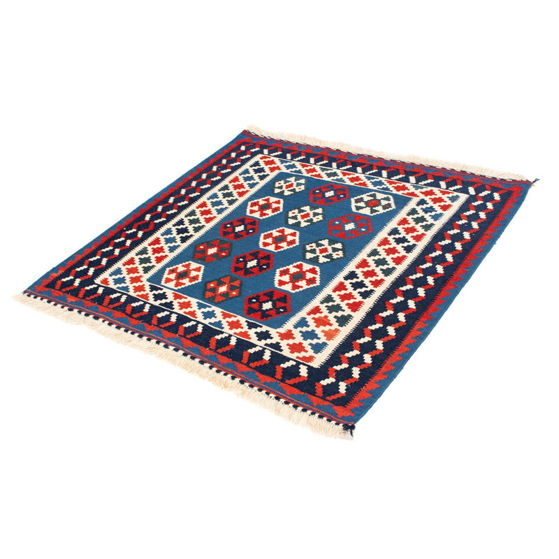Kelim-tæppe - orientalsk firkantet  - 102 x 100 cm - blå