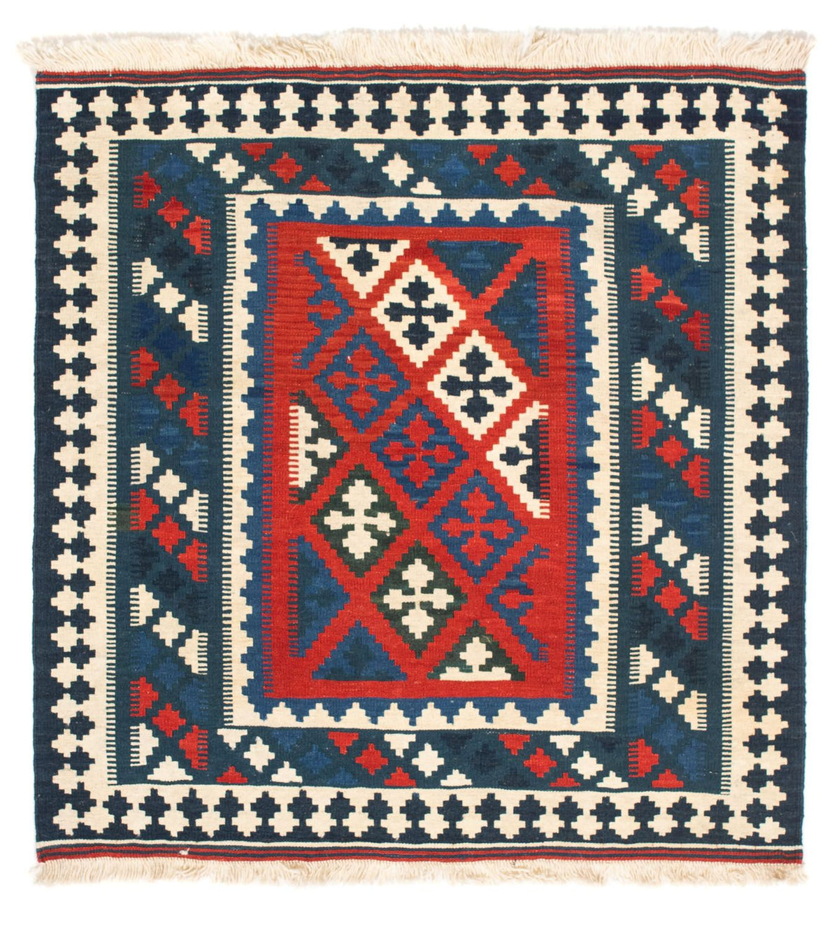Kelim-tæppe - orientalsk firkantet - 105 x 102 cm - flerfarvet