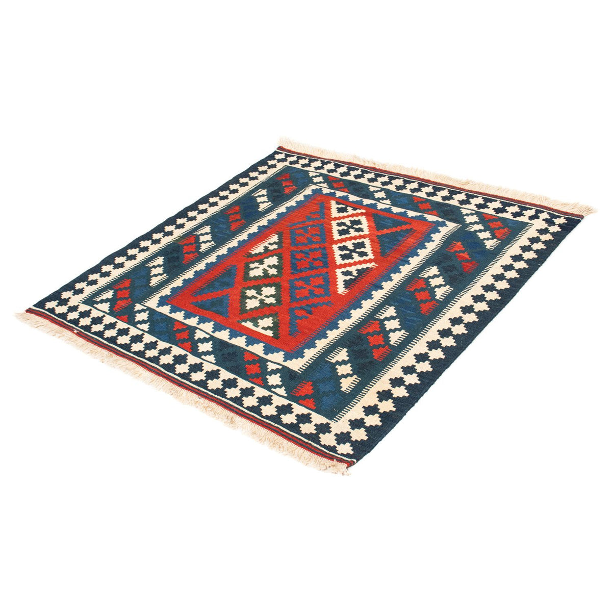 Kelim-tæppe - orientalsk firkantet - 105 x 102 cm - flerfarvet