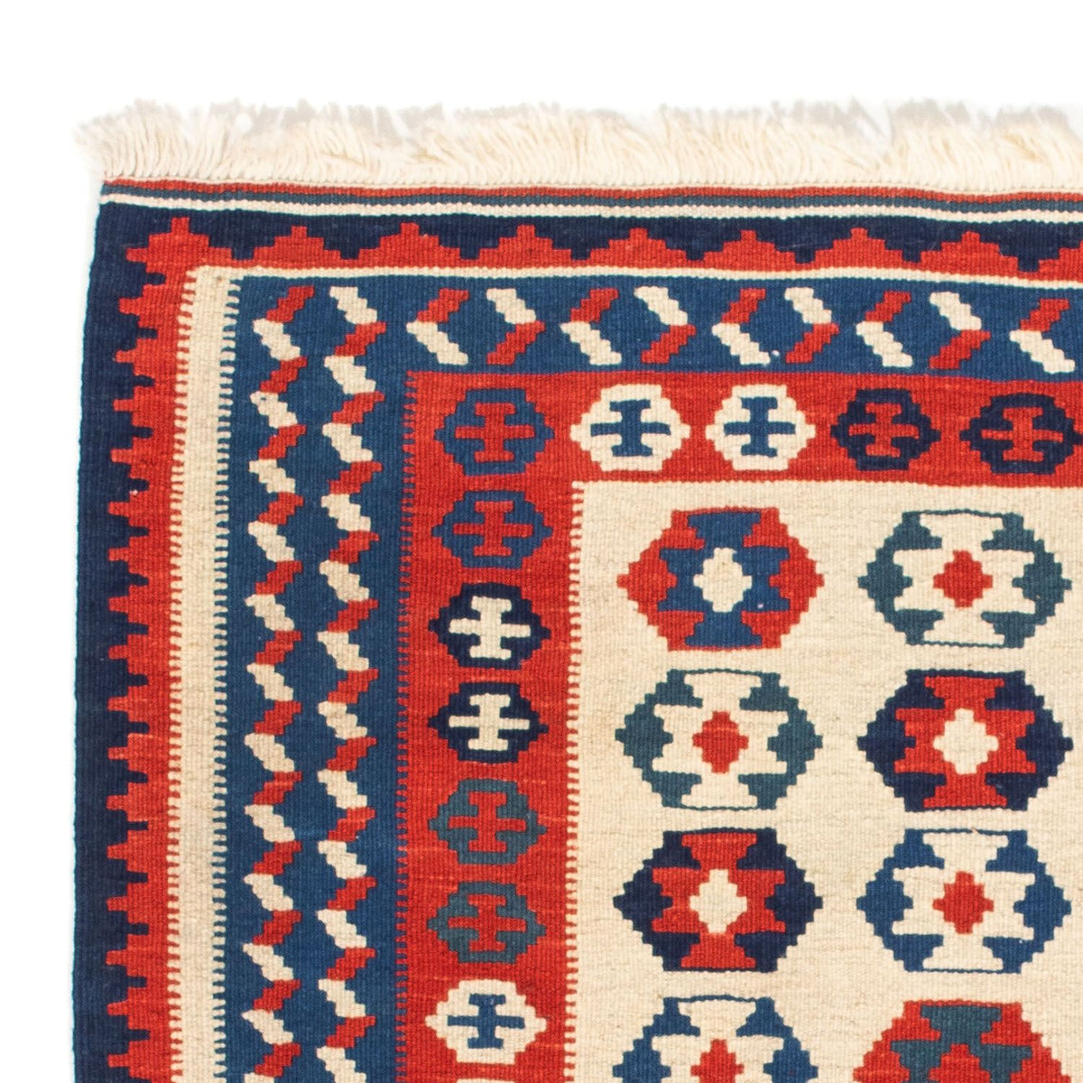 Kelim-tæppe - orientalsk firkantet  - 103 x 103 cm - beige