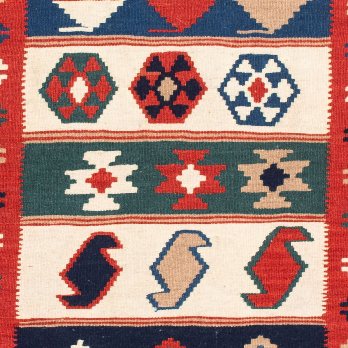 Kelim-tæppe - orientalsk firkantet  - 106 x 100 cm - flerfarvet