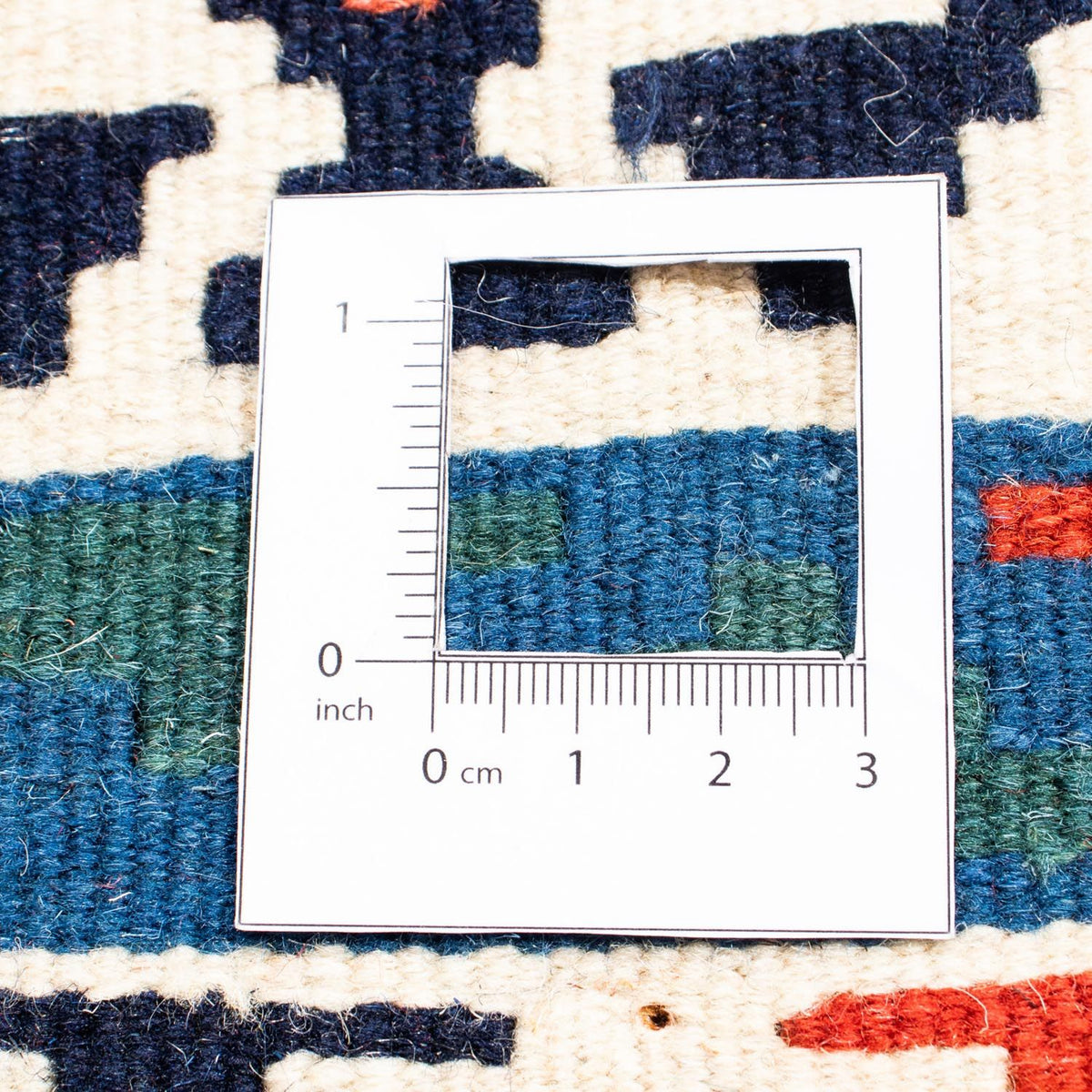 Kelim-tæppe - orientalsk firkantet  - 110 x 100 cm - blå