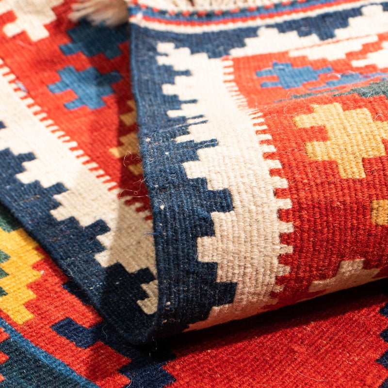 Kelim-tæppe - orientalsk firkantet  - 113 x 110 cm - rød