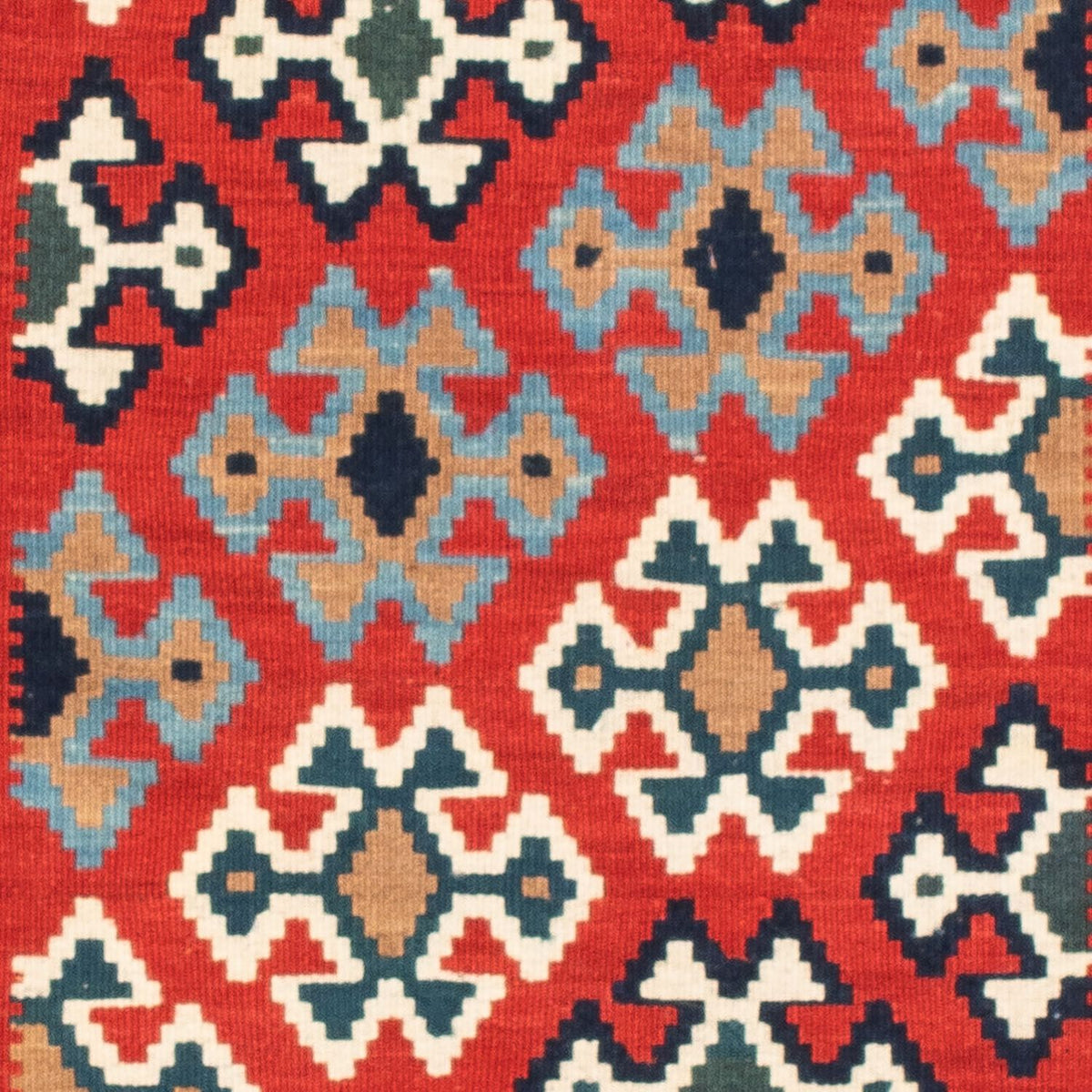 Kelim-tæppe - orientalsk firkantet  - 108 x 101 cm - rød