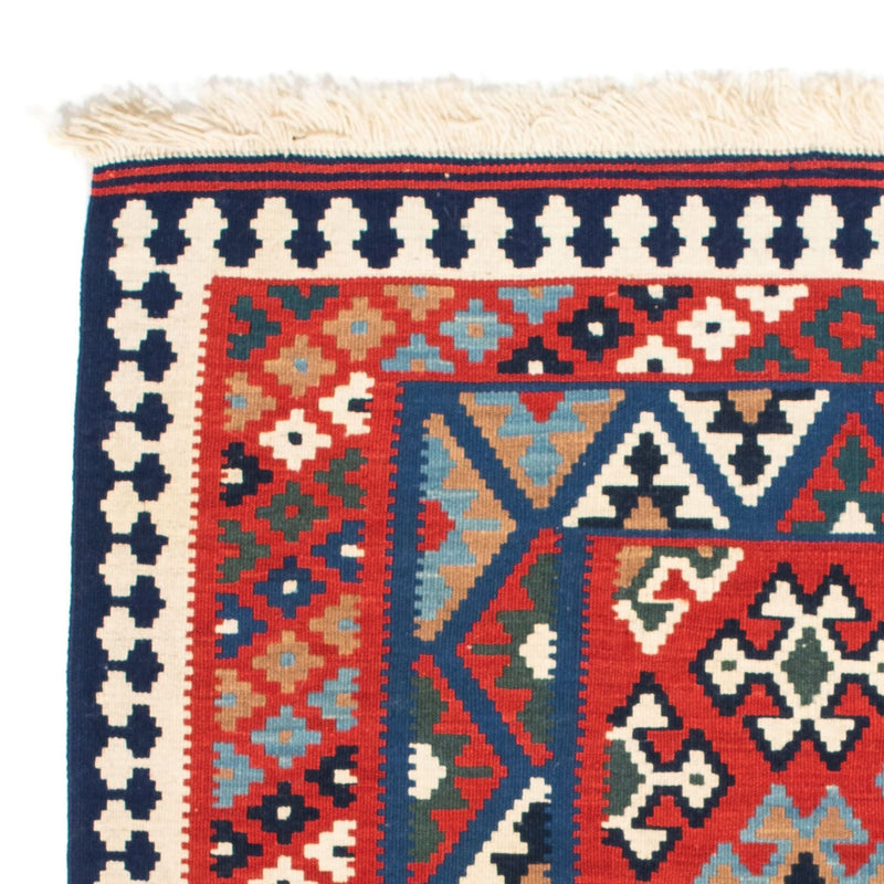 Kelim-tæppe - orientalsk firkantet  - 108 x 101 cm - rød