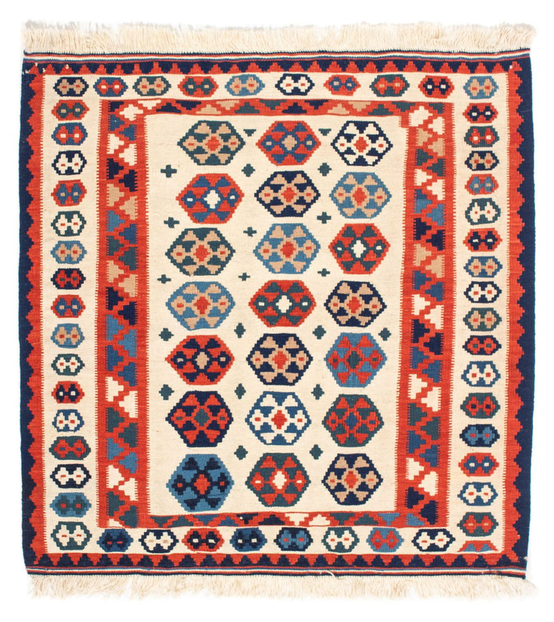 Kelim-tæppe - orientalsk firkantet  - 104 x 102 cm - beige