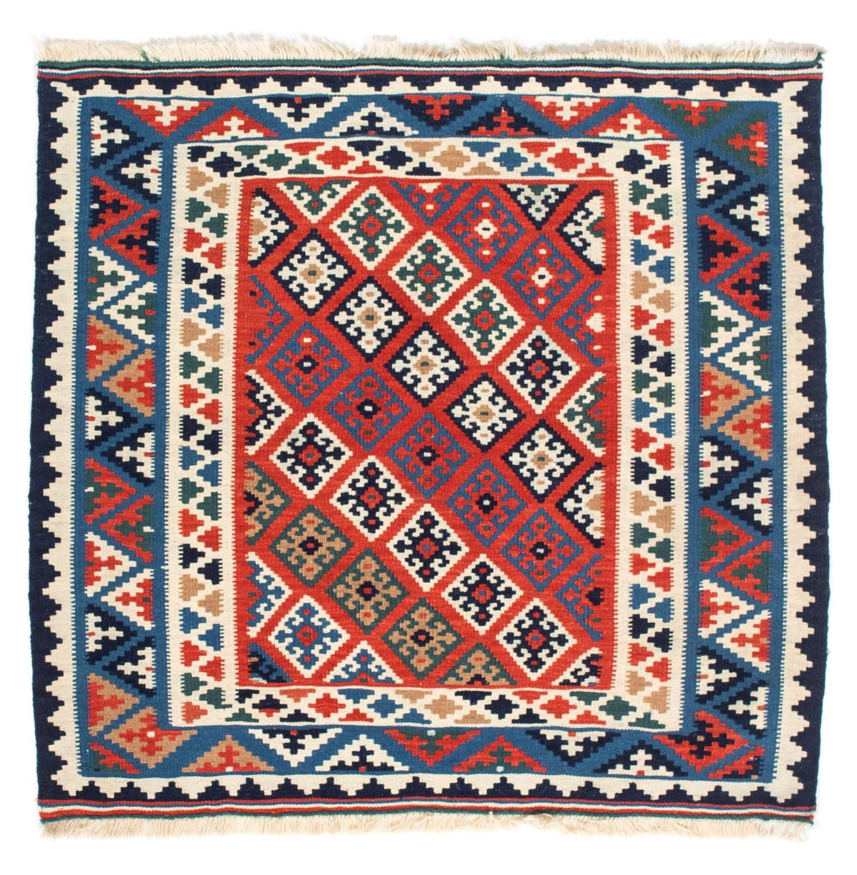 Kelim-tæppe - orientalsk firkantet - 103 x 100 cm - flerfarvet