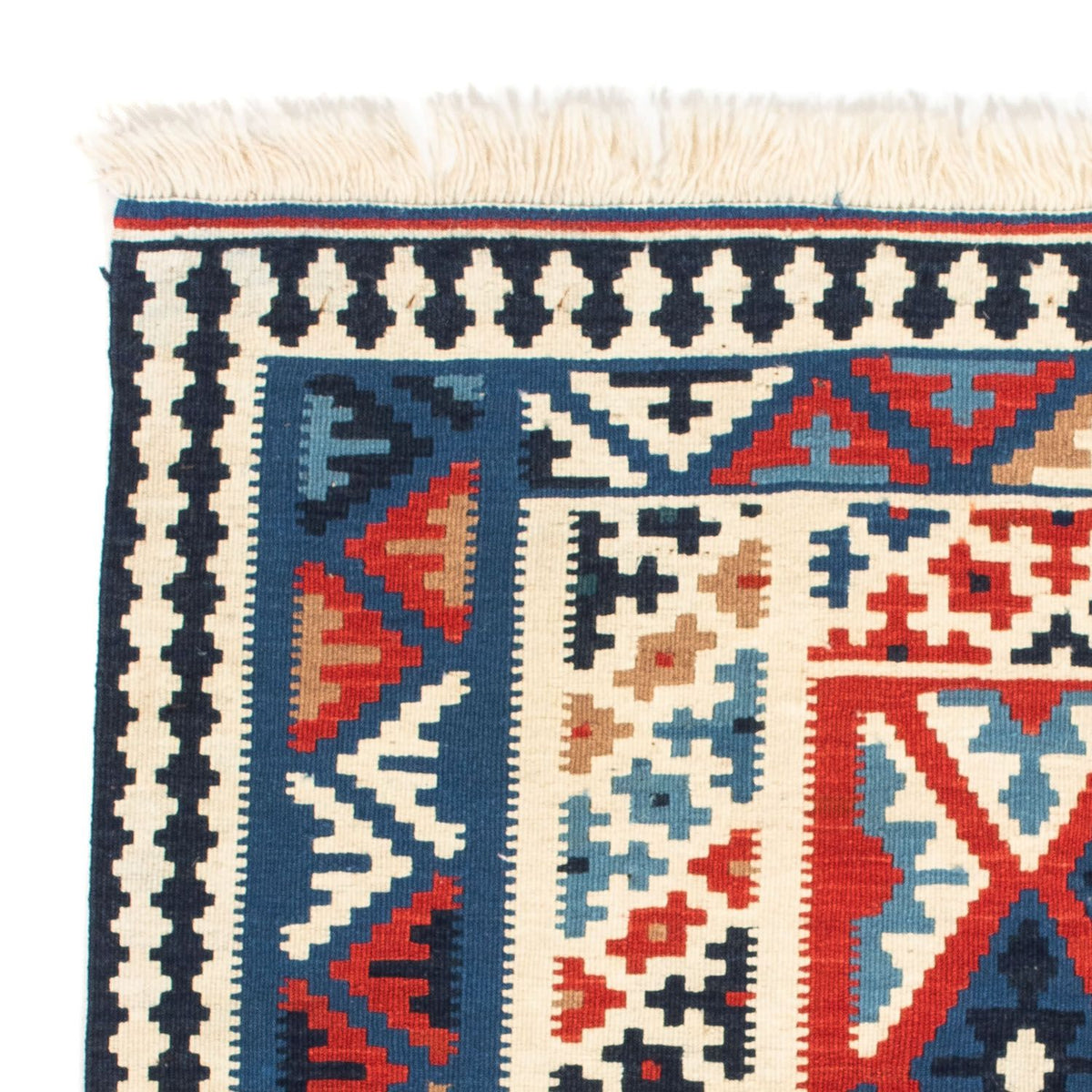 Kelim-tæppe - orientalsk firkantet  - 103 x 103 cm - blå